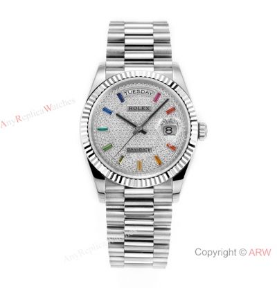 New 2023 Rolex Day-Date 36 Diamond-paved Dial President Watch Swiss Replica DD